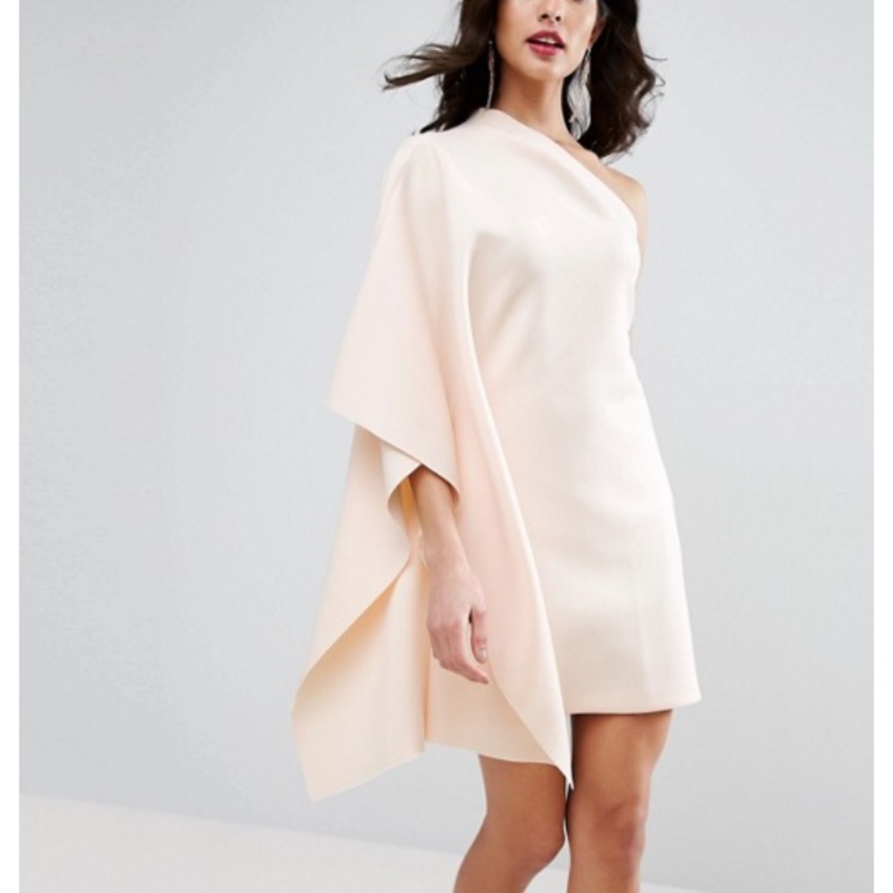 ASOS PREMIUM One Shoulder Cape Mini Scuba Dress